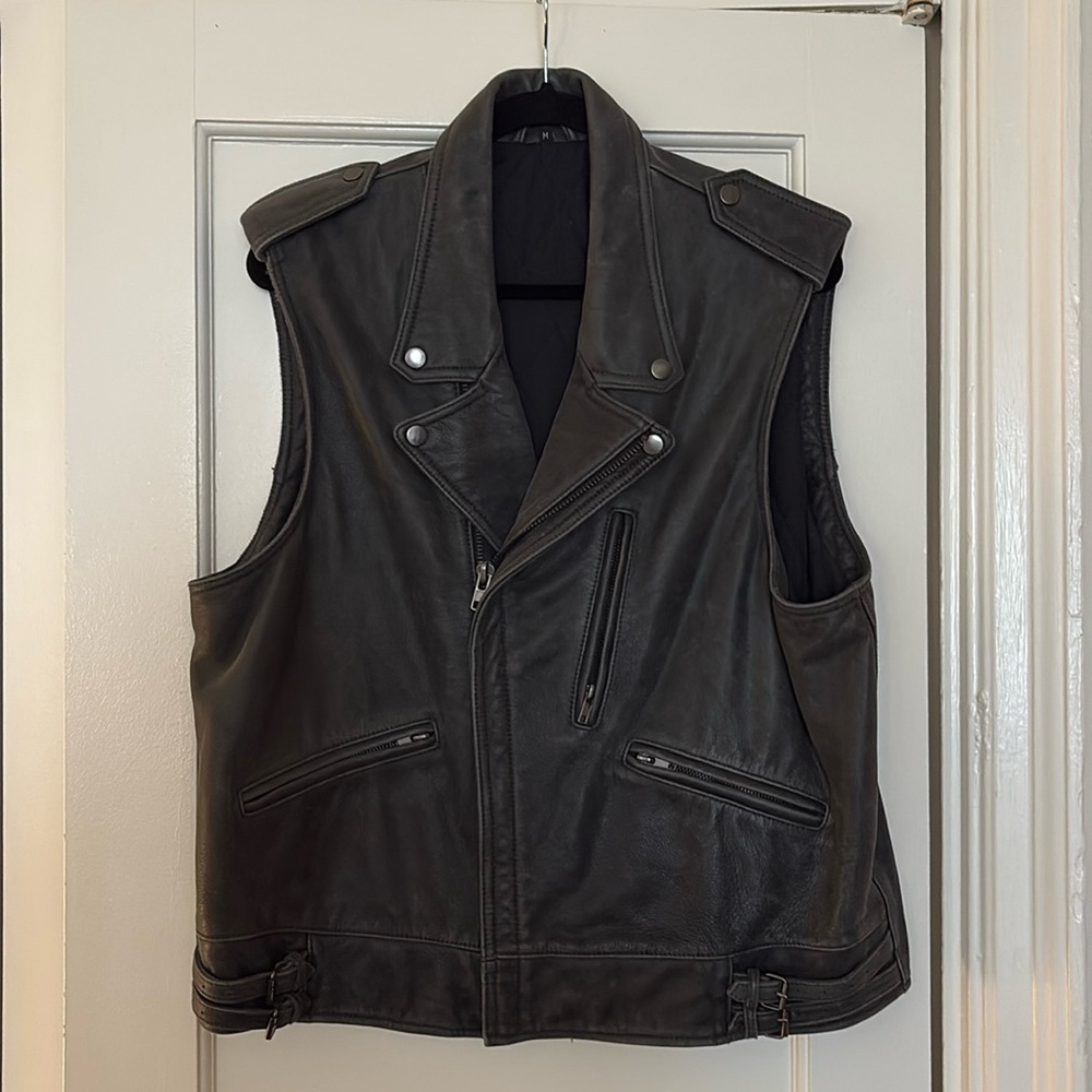 Real leather Topshop Boutique M oversized biker jacket
